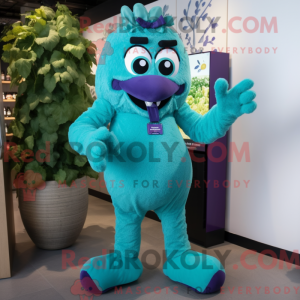 Teal Grape mascot costume...