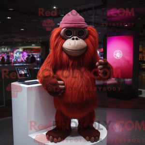 Maroon orangutang maskot...