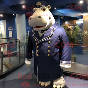Navy Hippopotamus maskot...