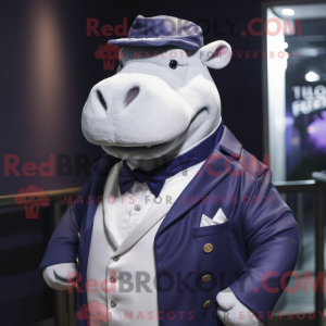 Navy Hippopotamus mascot...