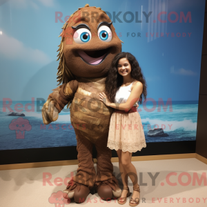 Brown Mermaid mascot...