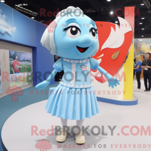 Sky Blue Cod maskot kostume...