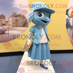 Sky Blue Cod maskot kostume...