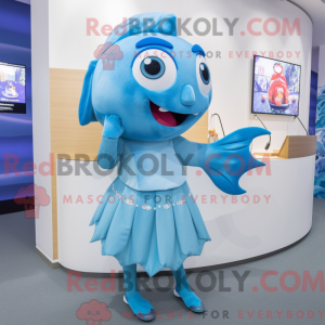 Sky Blue Cod mascot costume...