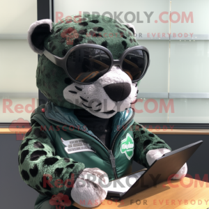 Green Jaguar mascot costume...