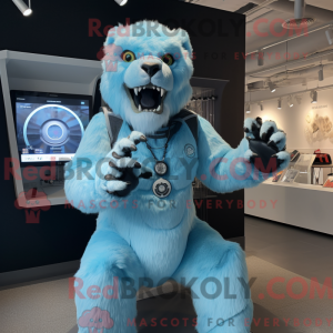 Himmelblå Smilodon maskot...