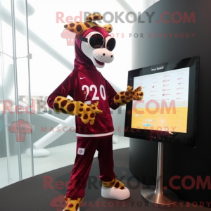 Maroon Giraffe mascot...