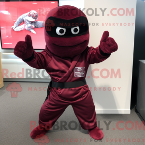 Maroon Ninja maskot kostume...