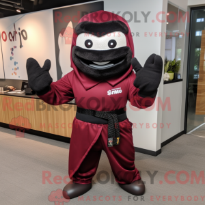 Maroon Ninja maskot kostume...