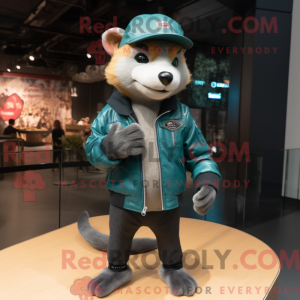 Teal Marten mascot costume...