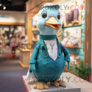 Teal Dove mascot costume...