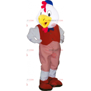 Weißes Vogelmaskottchen mit rotem Outfit - Redbrokoly.com