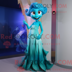 Cyan Mermaid mascot costume...