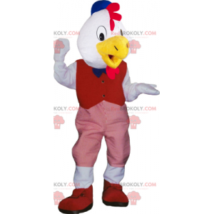 Weißes Vogelmaskottchen mit rotem Outfit - Redbrokoly.com