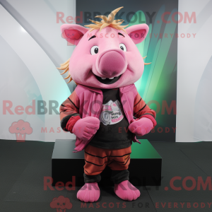 Pink Vildsvin maskot...