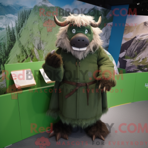 Green Yak mascot costume...