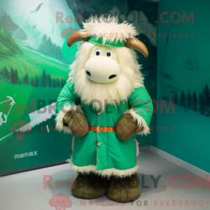 Grøn Yak maskot kostume...