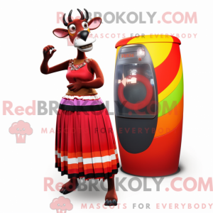Rød Okapi maskot kostume...
