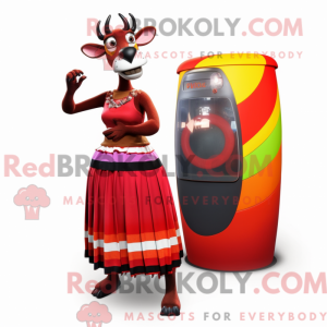 Rode Okapi-mascottekostuum...