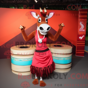 Red Okapi mascot costume...