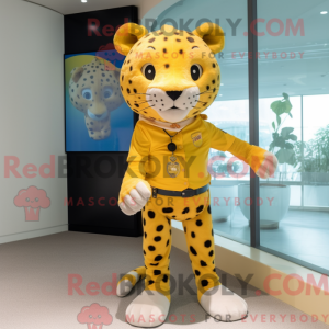 Gul Leopard maskot kostume...