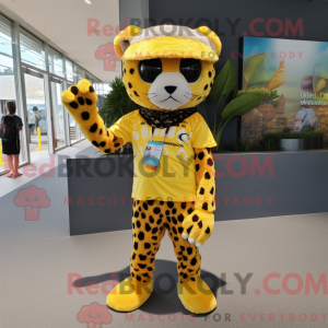 Gul Leopard maskot kostume...