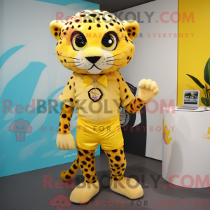 Gul Leopard maskot kostume...