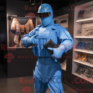 Blue Gi Joe mascot costume...