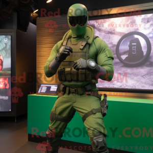 Green Gi Joe mascot costume...