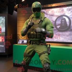 Grøn Gi Joe maskot kostume...