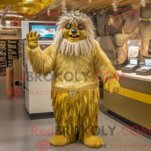 Gold Yeti mascot costume...