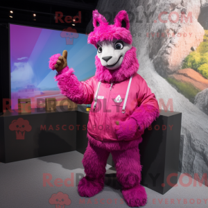 Magenta Lama Maskottchen...