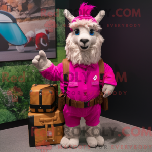 Magenta lama maskot kostume...