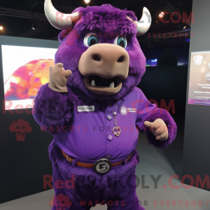 Purple Bison mascot costume...