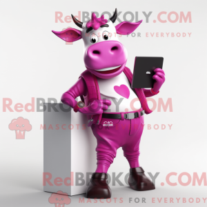 Magenta Kuh Maskottchen...