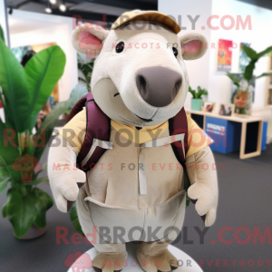 Beige Tapir maskot kostume...