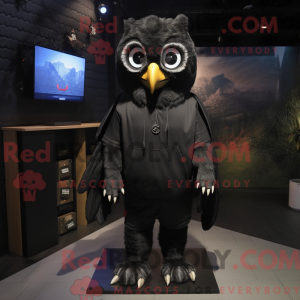 Sort ugle maskot kostume...