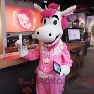 Pink Cow maskot kostume...