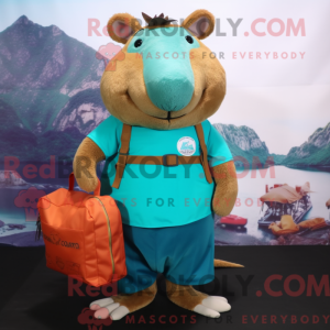 Turquoise Capybara mascot...