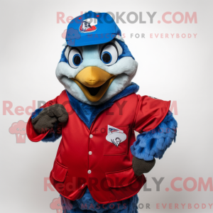 Red Blue Jay maskot kostume...