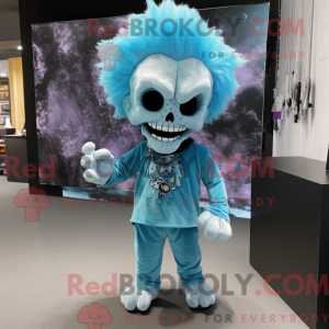 Sky Blue Skull mascot...