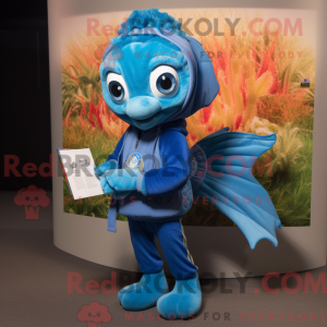 Blå Betta Fish maskot...