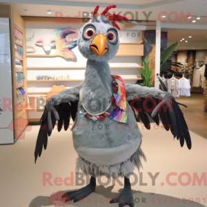 Grå fasanmaskotkostymefigur...