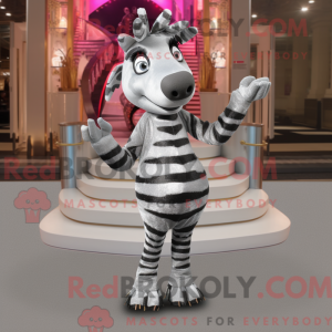 Silver Zebra mascot costume...