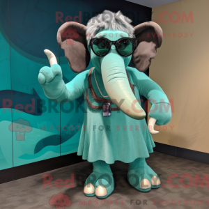 Teal Mammoth mascot costume...