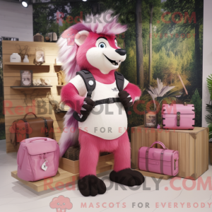 Pink Skunk mascot costume...