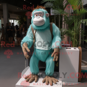 Cyan Orang-Utan Maskottchen...