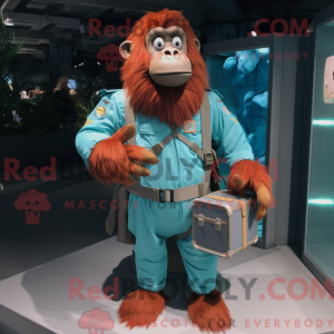 Cyan orangutang maskot...