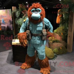 Cyan orangutang maskot...