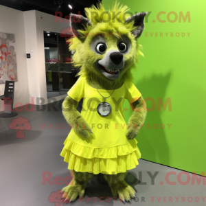 Lime Green Hyena mascot...